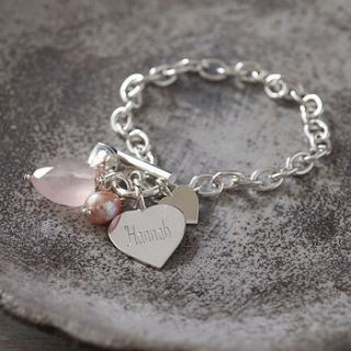 rose quartz sterling silver heart bracelet by hurley burley