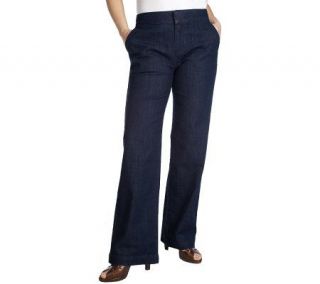 Denim & Co. Modern Waist Petite Polished Stretch Denim Trouser Jeans —