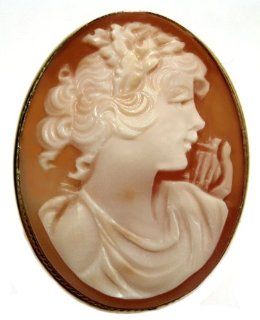 Cameo Brooch Pendant Modern Art Master Carved Sterling Silver 18k Gold Overlay Italian Jewelry