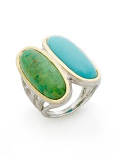 Ellipse Turquoise & Green Turquoise Double Oval Ring by Elizabeth Showers