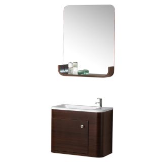 DreamLine Modern 19.875 in x 11.625 in Walnut Drop In Single Sink Bathroom Vanity with Cultured Marble Top