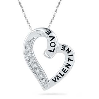 Diamond Accent Heart Pendant in Sterling Silver (2 Lines)   Zales