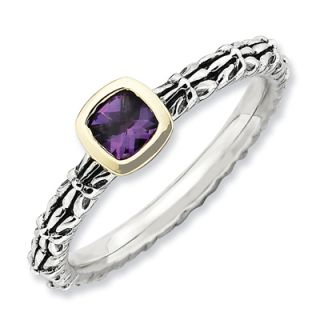 Stackable Expressions™ Carved Amethyst Stack Ring in Sterling Silver