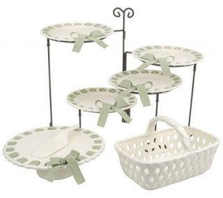 7pc Ceramic Serving Set with 4 Tiered Buffet Stand by Valerie —