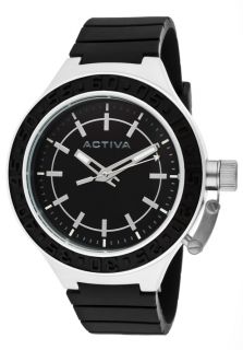 Activa AA300 009  Watches,Mens Black Dial Black Polyurethane, Casual Activa Quartz Watches