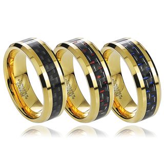 Vance Co. Tungsten Men's Goldplated Carbon Fiber Inlay Band (8 mm) Vance Co. Men's Rings