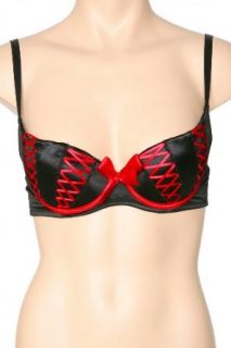 Black And Red Corset Lace Up Bra Size  36B
