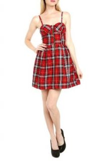 Red Plaid Bustier Top Zip Dress Size  Small