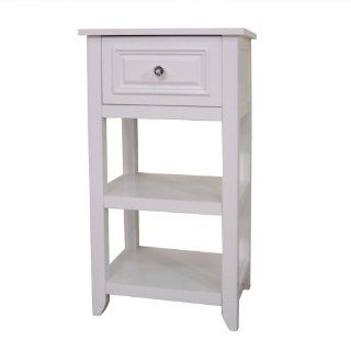 Elegant Home Fashions Dawson Collection Shelved Floor Cabinet with Drawer, White   Bathroom Furniture Sets