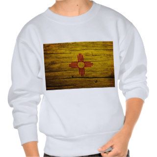 New Mexico flag rustic wood Sweatshirts