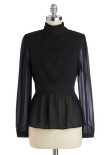 Madame Cutie Top in Black  Mod Retro Vintage Short Sleeve Shirts