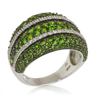 Victoria Wieck 14K Gold 3.16ct Chrome Diopside and White Zircon Dome Ring