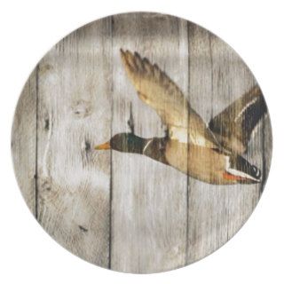 Rustic vintage barnwood woodgrain country duck party plate