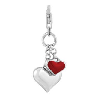 Amore La Vita™ Enamel Red Double Heart Charm in Sterling Silver