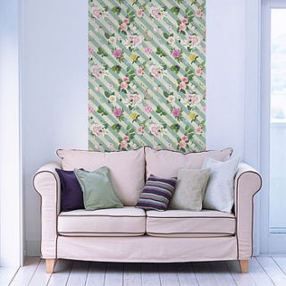 self adhesive vintage stripe floral wallpaper by oakdene designs