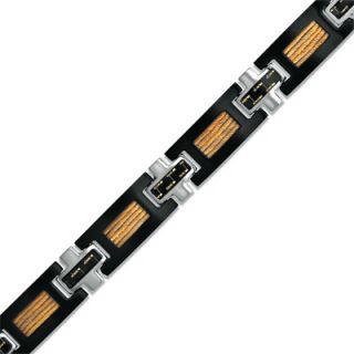 Mens Shaquille ONeal Carbon Fiber and Cable Bracelet in Tri Tone