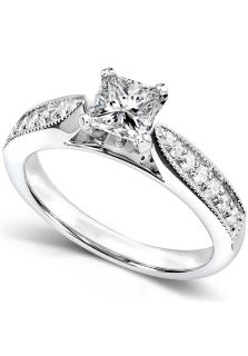 Diamond Me 61497PRI 50 4  Jewelry,5/8ct Princess Diamond Rhodium Plated 14kt. Gold Engagement Ring, Fine Jewelry Diamond Me Rings Jewelry
