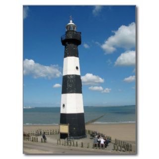 Black White Striped Lighthouse Postcard
