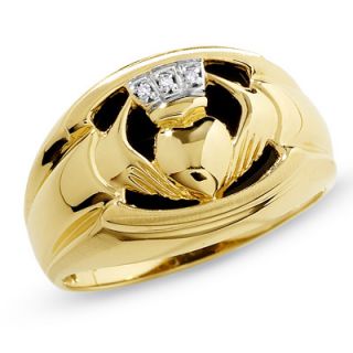 Mens Onyx Claddagh Ring in 10K Gold with Diamond Accents   Zales