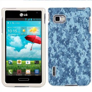T Mobile LG Optimus F3 Digital Camo Blue Phone Case Cover Cell Phones & Accessories