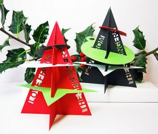 personalised stand up xmas tree keepsake decoration card  by ruth springer design