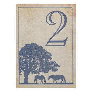 Blue and Ivory Vintage Horse Farm Table Number Plaque