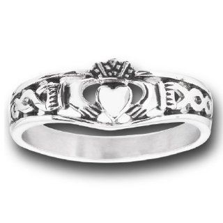 Ladies Stainless Steel Claddagh Celtic Thin Band Ring   Sizes 5 10 Jewelry