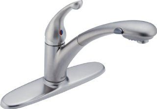 Delta 470 ARWE DST Signature Single Handle Pull Out Kitchen Faucet, Arctic Stainless   Touch On Kitchen Sink Faucets  