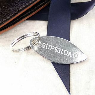 'superdad' oval pewter key ring by multiply design