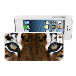 Apple iPhone 5 5S White 5W472 Hard Back Case Cover Color Tiger Eyes Cell Phones & Accessories