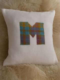 personalised initial fleece cushion by the tartan company