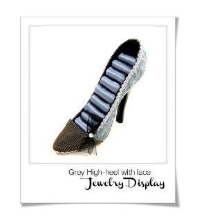 Gray High heel Shoe Ring Jewelry Display Stand Holder Rack 