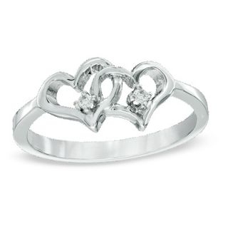 Diamond Accent Double Heart Ring in 10K White Gold   Zales