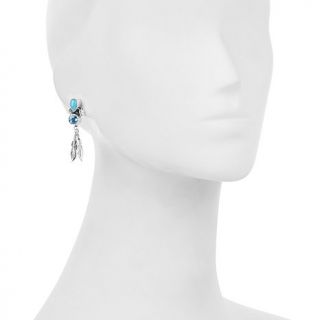 Chaco Canyon Couture Turquoise and Swiss Blue Topaz "Feather" Sterling Silver E
