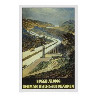 Vintage Germany 1939 Autobahn Tourism poster
