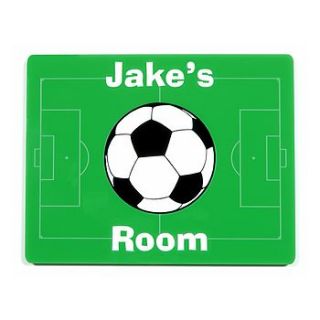 personalised football themed door plaque by laser made designs