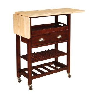 Powell 597 462 Julia "Espresso" Kitchen Cart with Natural Top Furniture & Decor