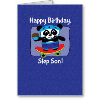 Birthday for Step Son   Panda on Skateboard Greeting Card