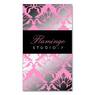 311 Damask Shimmer Flamingo Business Card Templates