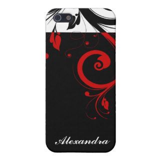 Black and Red Swirly Vines Cases For iPhone 5