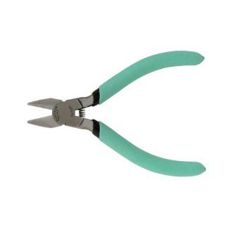 Xcelite S475NJS Tapered Head Diagonal Cutter, Flush Jaw, 5" Length, 3/4" Jaw Length, Green Cushion Grip Handle Wire Cutters