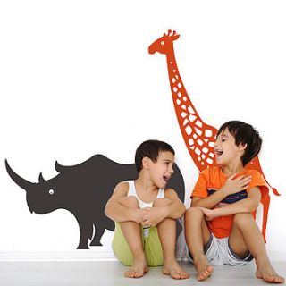 giraffe and rhinoceros safari wall stickers by snuggledust studios