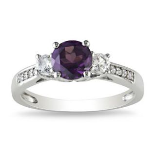 0mm Lab Created Alexandrite and White Sapphire Three Stone Ring in