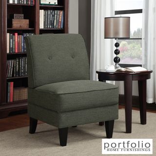 Portfolio Engle Charcoal Gray Linen Armless Chair PORTFOLIO Chairs