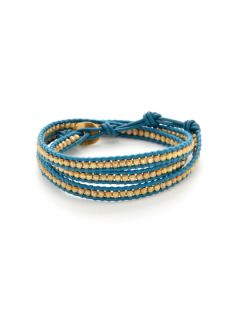 Leather & Gold Indian Bead Wrap Bracelet by Chan Luu