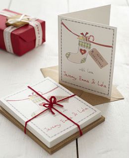personalised christmas stocking card by violet pickles