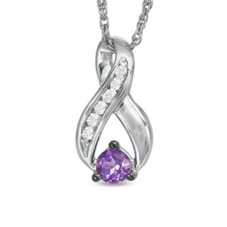 0mm Amethyst and Diamond Accent Infinity Loop Pendant in Sterling