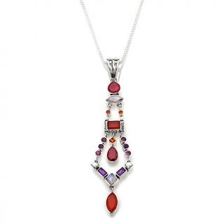 Nicky Butler 7.07ct Carnelian and Multigem Sterling Silver "Deco" Pendant with