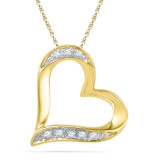 Diamond Accent Tilted Heart Pendant in 10K Gold   Zales