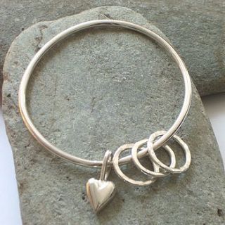 heart or bird charm bangle by cathy newell price jewellery